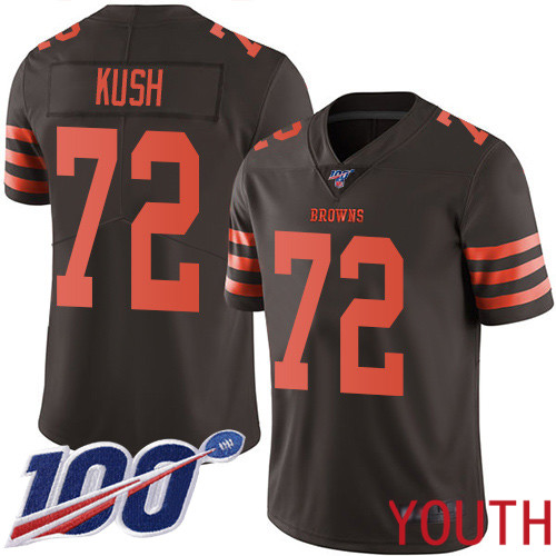 Cleveland Browns Eric Kush Youth Brown Limited Jersey 72 NFL Football 100th Season Rush Vapor Untouchable